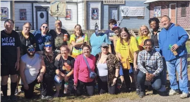 The Lead On group posing for a group photo at Vala's Pumpkin Patch during their fall adventure.